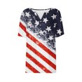thumbnail image 4 of KIHOUT Women's Independence Day Printed T-Shirt Button Up Short Sleeved V-Neck Tops Red L, 4 of 5