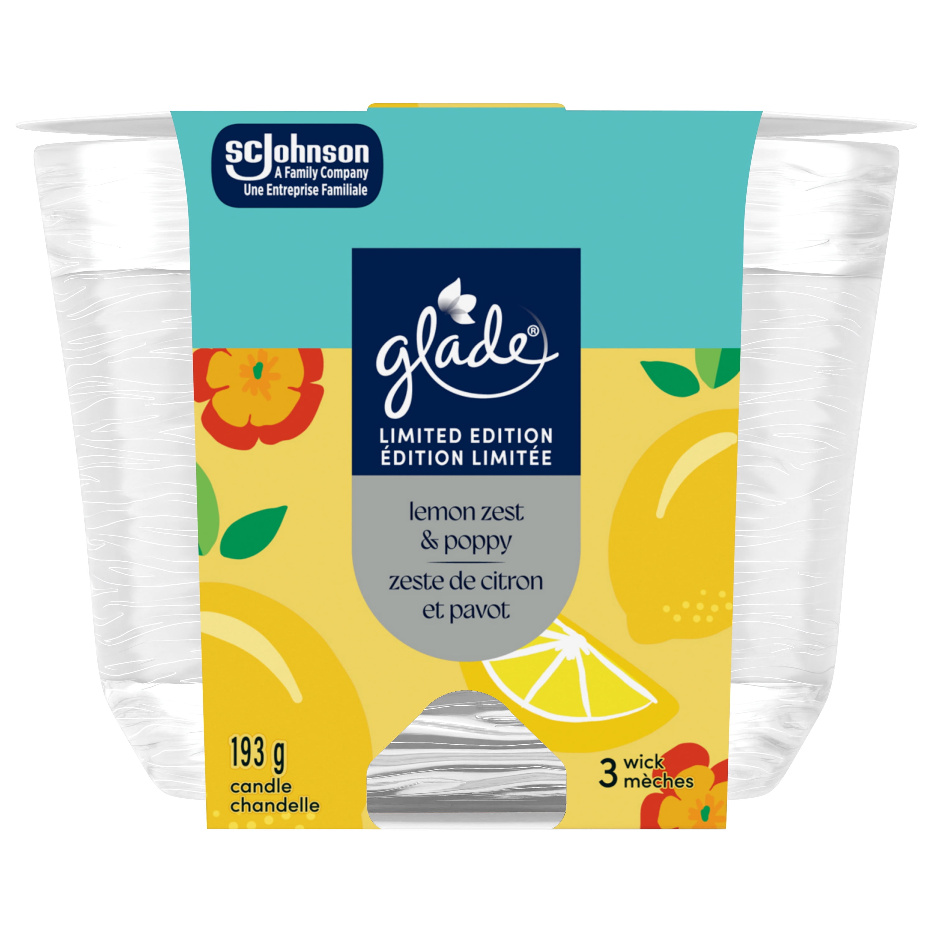 Glade® chandelle parfumée, Zeste de citron et pavot