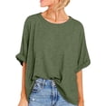 thumbnail image 1 of Plebaso T-Shirts Surdimensionnés pour Femmes Manches Courtes Col Rond T-Shirts d'Été Décontractés Amples Blouses 2025, 1 of 7