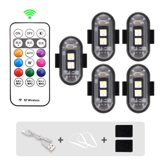 Wireless Light Aircraft Airplane Helicopter Warning Lights RGB Led Aircraft Strobe lights Motorcycle Lights LED Flash Position,5
