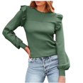 thumbnail image 1 of MESSUEN Chandail à Col Rond pour Femmes Hauts à Volants pour Femmes Chandails à Enfiler Hauts Mode pour Femmes Hauts d'Été pour Femmes T-Shirts Chemisiers pour Femmes Décontractés d'Été Vert TG, 1 of 5