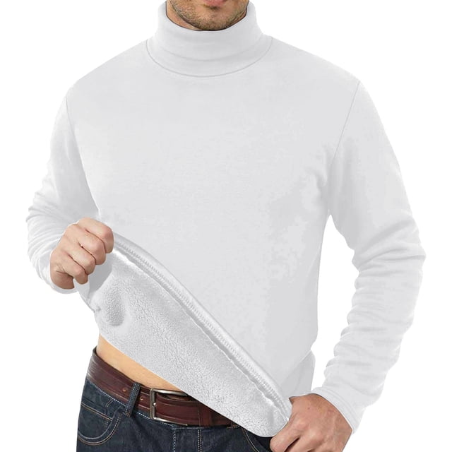 Breezora Men's Winter Thermal Underwear Set Thickened Padded Top and Bottom Base Layer for Cold Weather L Size White