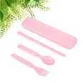 thumbnail image 3 of 1 Set Wheat Straw Spoon Chopsticks Fork Utensil Set Travel Camping Tableware Dishware Set Portable Kitchen Set for Kids (Pink), 3 of 8