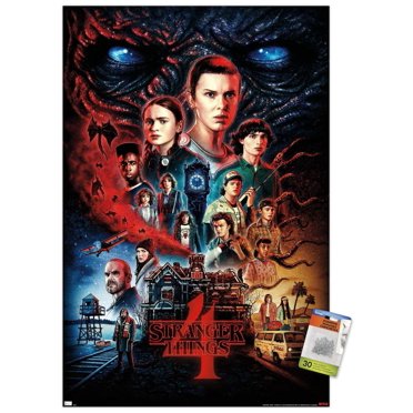 Netflix Stranger Things: Saison 4 – Une feuille 22,375" x 34" Affiche Murale avec Cadre Magnétique en Bois de Hêtre, par Trends International