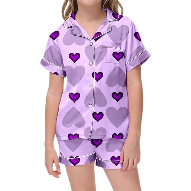 Ensembles de Pyjama pour Petites Filles Été Ensemble de Pyjama à Boutons pour Filles Ensemble de Pyjama Classique Pyjamas pour Garçons 4T 5T