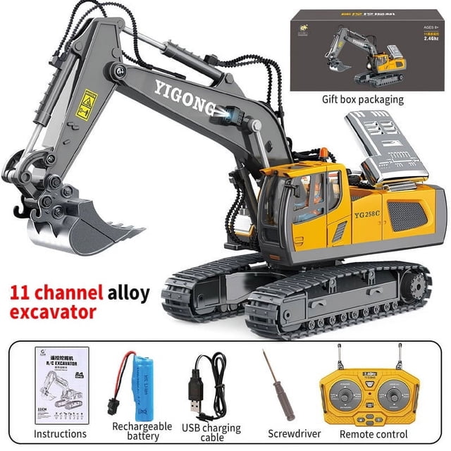 WLOELOEW A 18 Channels Hydraulic Full Metal Excavator G308H 1/14 Rtr