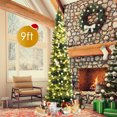 thumbnail image 2 of Patiojoy 9' Artificial Slim Christmas Tree Pencil Shape Home Holiday Decor Green, 2 of 9