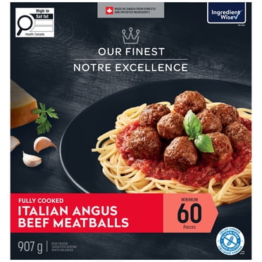 Our Finest Boulettes Italiennes de Boeuf Angus Entièrement Cuites 60 Morceaux, 907 g