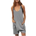 thumbnail image 1 of Combinaison pour Femme Été à Encolure Dégagée Unie Sans Manches Décontractée Courte Combinaisons Courtes avec Poches Salopettes Pantalons pour Dames, 1 of 6