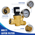 thumbnail image 4 of RV Water Pressure Regulator, Adjustable Handle Brass Water Pressure Regulator with Gauge and Inlet Screen Filter for RV, 4 of 7