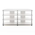 thumbnail image 3 of Pemberly Row Easy Assembly 4-Tier Corner TV Stand for White Oak/Stainless Steel, 3 of 6