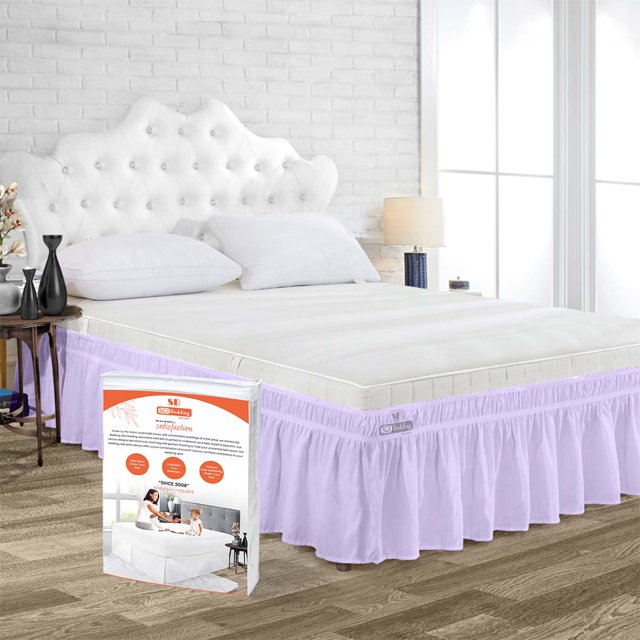 SGI Bedding 18 Inch Wrap Around Bed Skirt | Microfiber Bed Skirt | Fade Resistant, Wrinkle Free, Anti-static, Decorative, Extra Storage Space, Clutter-Free | Olympic Queen, Lilac