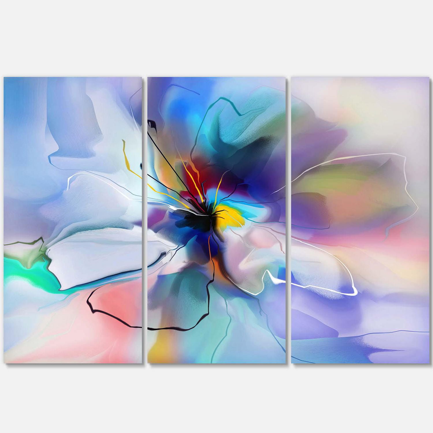 Designart Fleur bleue créative abstraite Art mural sur toile