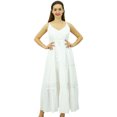 thumbnail image 2 of Bimba Femmes Robe Longue Maxi Cordon Taille Spaghetti Robes de Sangle, 2 of 9