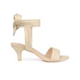 thumbnail image 3 of BLISSFUL STEP Women Open Toe Ankle Bow Tie Mid Heels Sandals Beige 8, 3 of 7