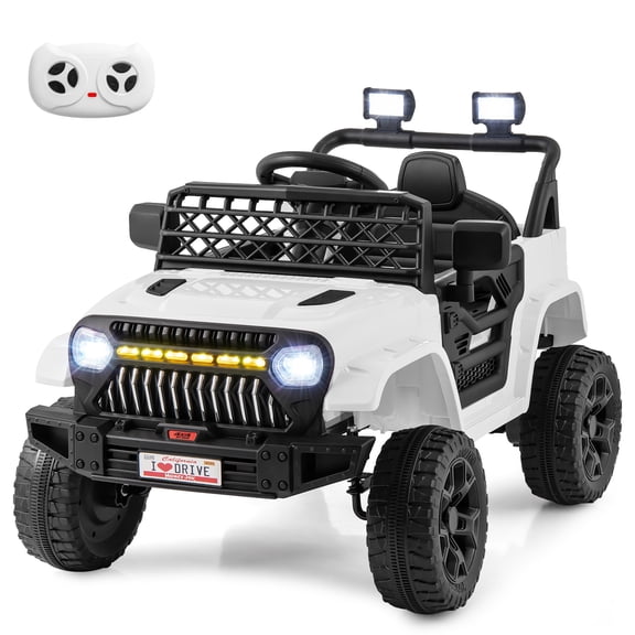Costway 12V Kids Ride on Truck Car Battery Powered Toddler Electric Vehicle with 3 Speeds White