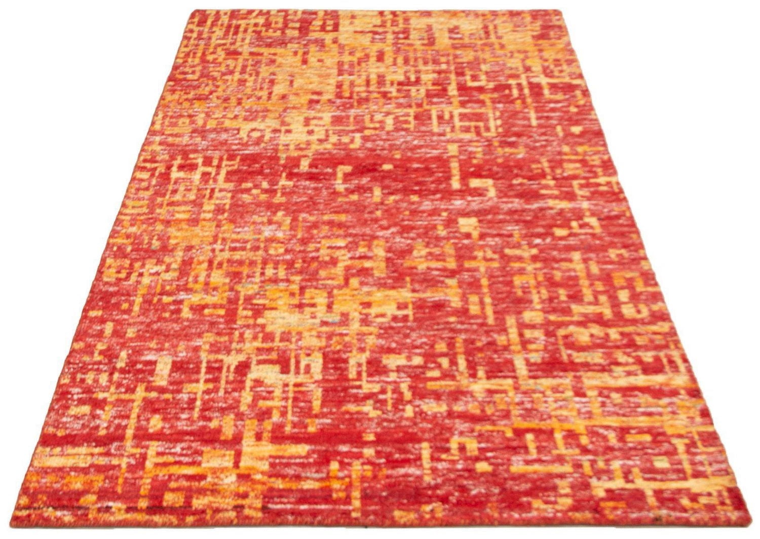 ECARPETGALLERY Tapis Noué à la Main pour Salon, Salle à Manger et Chambre à Coucher Contemporain Collection Sari Silk 5'0" x 7'10" en Rouge