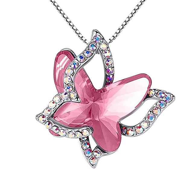 Jusqu'à 65 % de Rabais SMihono Colliers pour Femmes Dames Collier Papillon en Cristal Collier Pendentif Multicolore Mode