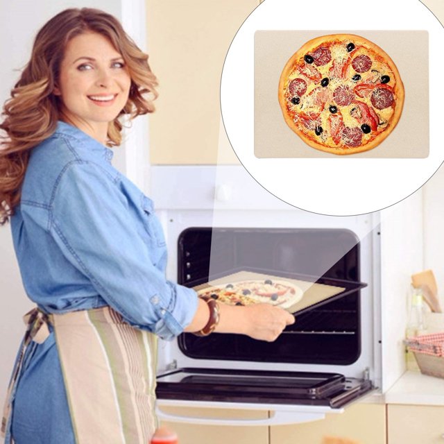 Rectangular Beige Cordierite Pizza Stone Board Professional Grade Baking Stone For Homemade Pizza Bread And Cookies Even Heat Distribution Oven Safe For Outdoor Pizza Making