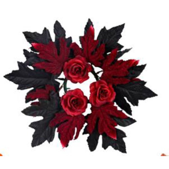 Nilvkv Halloween Candle Wreath Maple Leaf Rose Candlestick Decorative Ring Desktop Decoration Party Supplies Decoration, Halloween Decor
