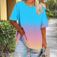 thumbnail image 2 of Jacenvly Hauts pour Femmes Liquidation T-Shirt Basique de Printemps/été pour Femmes Grande Taille à Col Rond à Manches Courtes Haut T-Shirt Femmes Hauts en Liquidation, 2 of 7