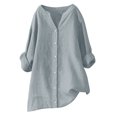 thumbnail image 1 of AherBiu Plus Size Tops for Women Cotton Linen Button down Shirts Causal Long Sleeve Fall Loose Fitting Blouses, 1 of 4