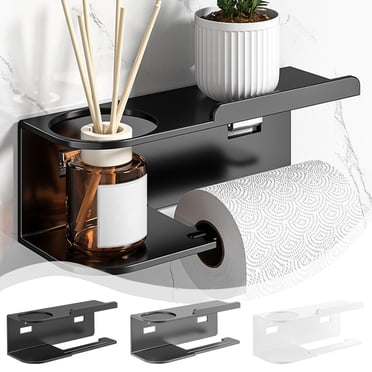 JASKFLY Zinc Alloy Bathroom Storage Rack Wall Mount Toilet Paper Holder with Shelf for Bathroom Storage, Alloy Aromatherapy