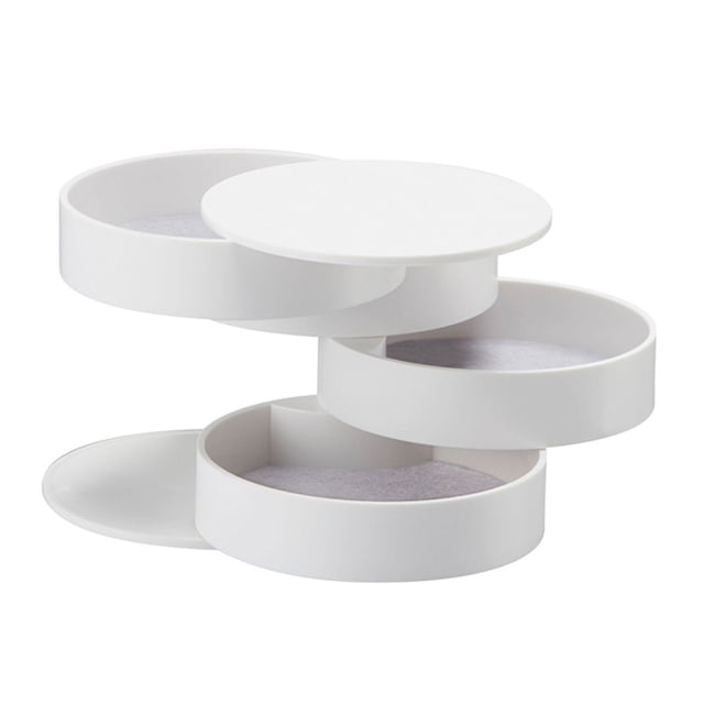 CEHVOM Jewelry Storage Box 4-Layer Rotatable Jewelry Accessory Storage Tray With Lid Clearance