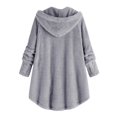 thumbnail image 2 of Womens Cardigan Plus Size Button Plush Tops Hooded Loose Cardigan Wool Coat Winter Jacket Navy Xl, 2 of 6