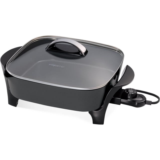 Presto 12-Inch Electric Skillet with Glass Cover, Nonstick Multi-Use Pan, Black
