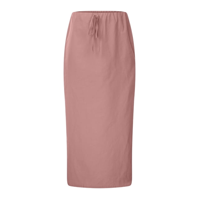 UANWENN Linen Flared Maxi Skirt with Back Slit Elastic Waist Drawstring Long Flowy Ankle Length Skirt Womens Jean Skirt Toddler Skirt Pleated Denim Skirt Chiffon Skirt Pleated Tennis Skirt Hoop Skirt