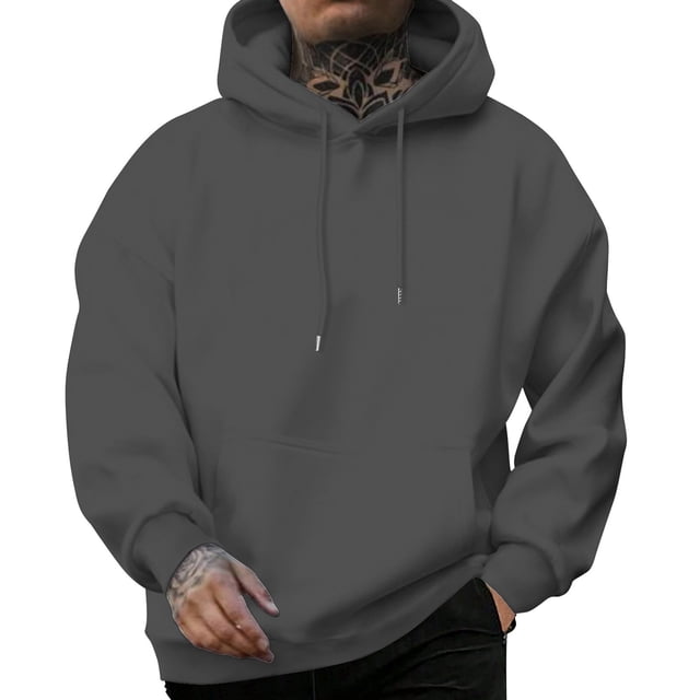 LUOGENLI Chandails à Capuche pour Hommes Graphiques Vintage Mode Masculine Décontractée Lettres Partie Imprimée Chandail à Capuche à Enfiler Manches Longues à Cordon Chandail à Capuche Hauts Hommes Chandails à Capuche Design Gris2 Taille m
