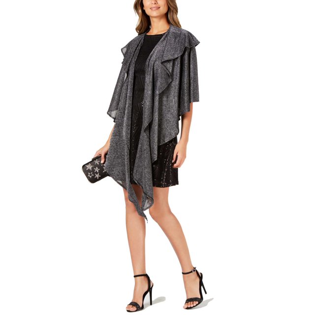 Cejon Women’s Double-Draped Sparkle-Knit Wraps, Black