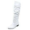 thumbnail image 1 of Babysbule Chaussures pour Femmes en Liquidation, Bottes Hautes à Enfiler pour Femmes à Talon Carré de Couleur Unie, Bottes Hauteur Genou à Bout Rond, 1 of 7