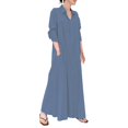 thumbnail image 2 of Bramtres Robes Maxi, Robes de Vacances, Robe Chemise Longue Décontractée pour Femme en Coton et Lin à Boutons avec Poches, Longues Robes, Robe à Manches Longues, Robes Modestes, Robe Bleue 2, m, 2 of 4