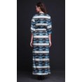 thumbnail image 2 of Bimba Rayon Geometric Ikat Ladies Long Gown Boho Beach Cocktail Party Maxi SlitDress-Large, 2 of 6