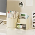 thumbnail image 4 of QTOCIO Rotating Desk Pen Pencil Makeup Storage Box Desktop Organizer Stand Case School Office Stationery Container Accessories, 4 of 4