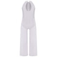 thumbnail image 3 of Oyolan One Piece Rompers Overall for Girls Rhinestones Dance Bodysuit Disco Party Wide Leg Pants Playsuit White 10, 3 of 4