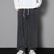 EGNMCR Jeans for Men, Men's Elastic Waist Loose Fit Denim Pants, Mens Pull On Jeans Men's Summer Thin Daily Solid Color Casual Jeans And Pants Men Pants