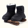 thumbnail image 2 of Black Cozy Winter Boots For Children 7-14 Years, Fleece Lining With Snowflake Design, High Top, Comfortable Soft Sole, 2 of 3