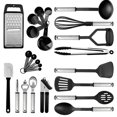 thumbnail image 1 of Zootealy Stainless Steel Kitchen Utensil Set 24 Pcs Non-Stick and Heat Resistant Cooking Utensils Set Kitchen Tools Useful Pots and Pans Accessories and Kitchen Gadgets (Black), 1 of 6