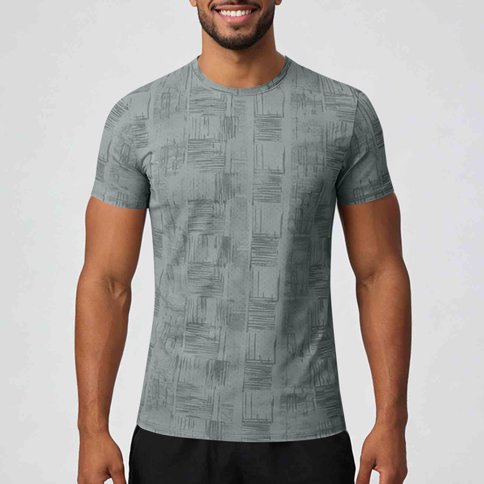 Kalauyu Men's Short Sleeve UPF 50+ T-Shirt Quick Dry Workout Athletic Running Swim Tops Tee Rash Guard Performance Shirts