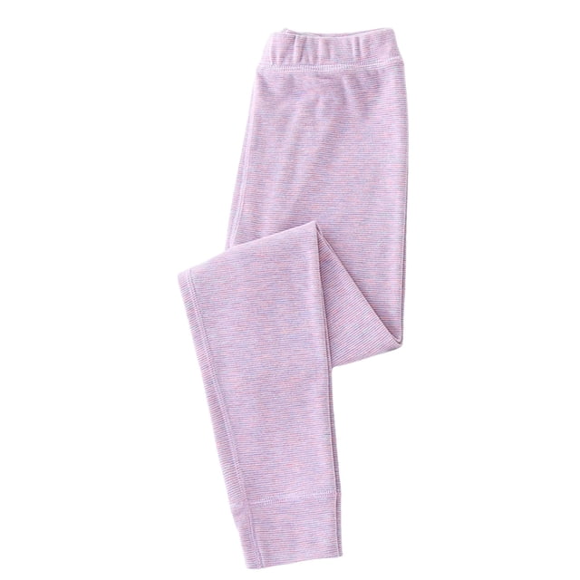 MIASHUI Girls Leggings Pantalon Long Confortable et Extensible, Collant Doux à Imprimé Rayé, Violet Pâle, 13-14 Ans