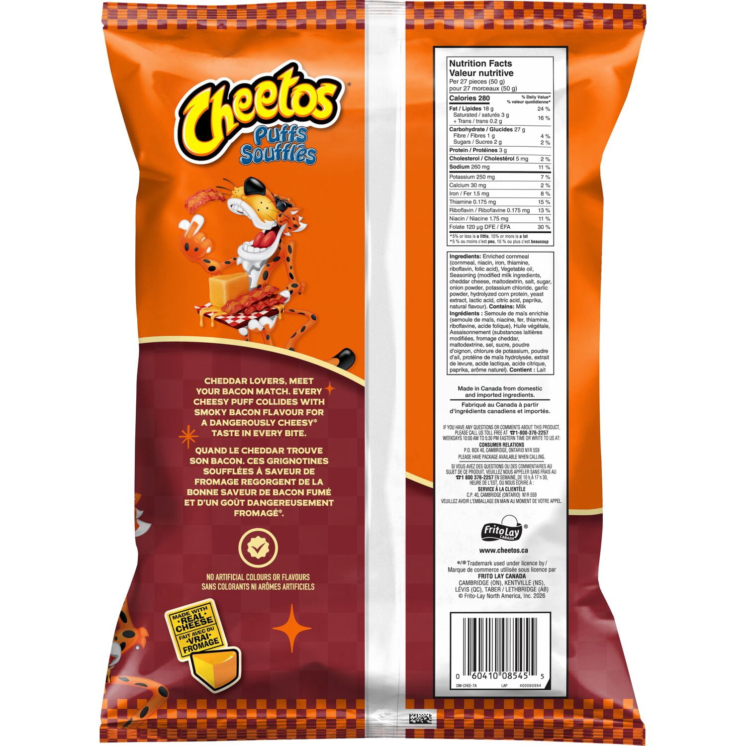 Cheetos Soufflés Bacon fromagé Grignotines à saveur de fromage