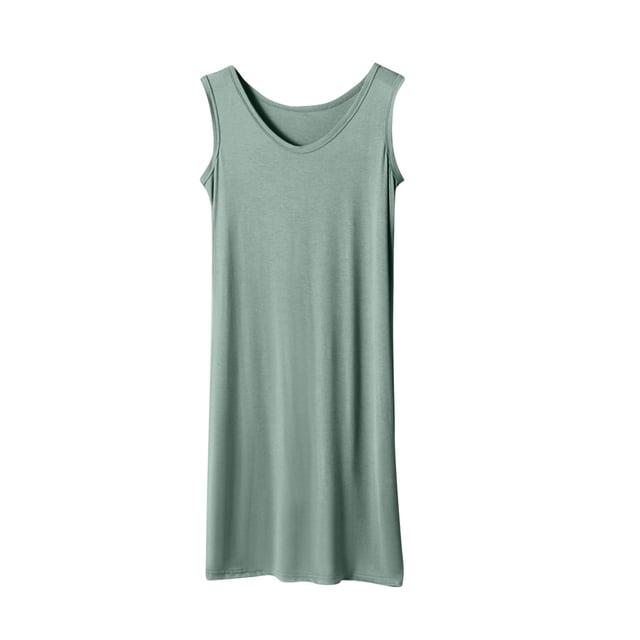 Timegard Sleep Wear for Women Plus Size V Neck Tank Top Loose Comfy Solid Color House Dress Homewear