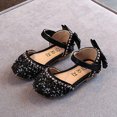 thumbnail image 5 of Girls Rhinestone Bow Dress Shoes, Sparkly Sequins Ballet Flats for Wedding Party, Adjustable Strap Princess Mary Janes Sandals, 5 of 5