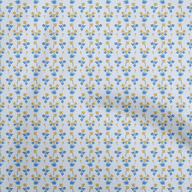 oneOone Viscose Chiffon Sky Blue Fabric Floral Sewing Material Print Fabric By The Yard 42 Inch Wide