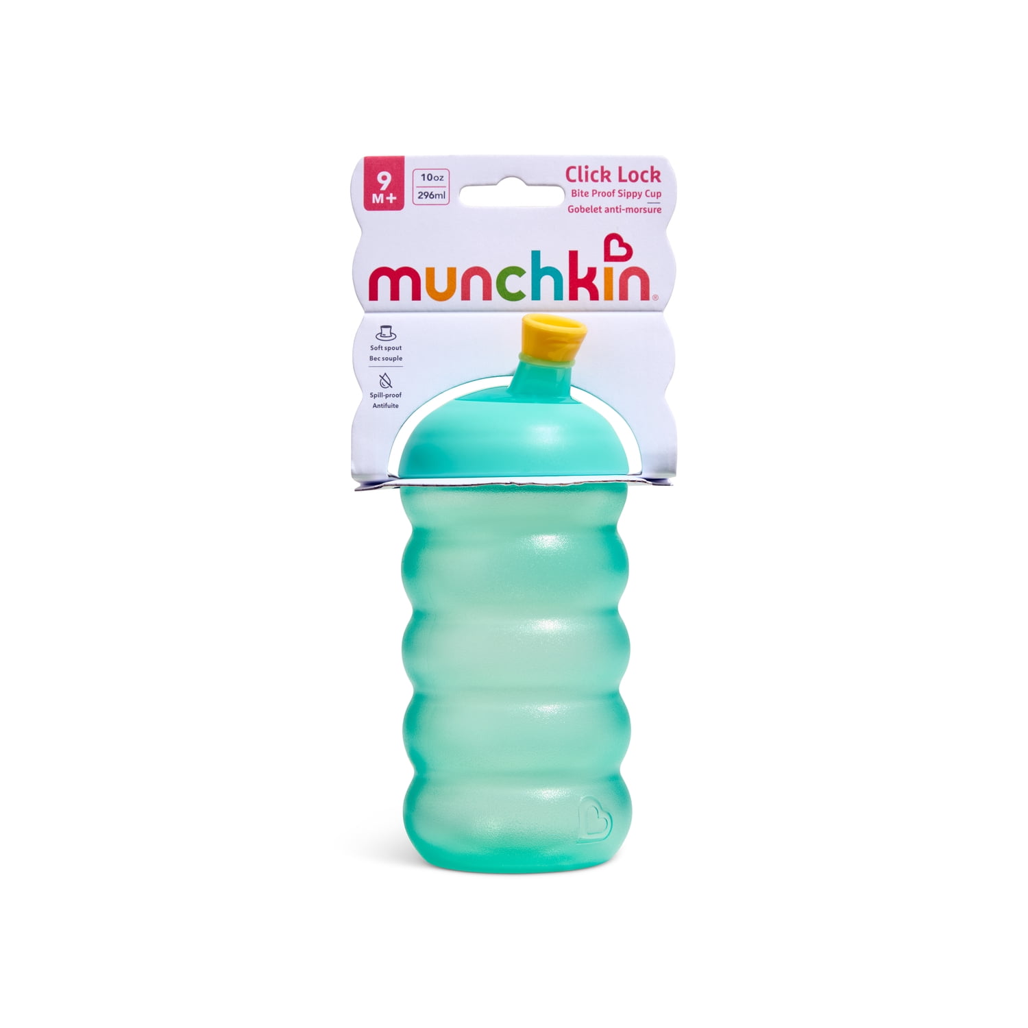 Munchkin® Click Lock™ – Gobelet d’apprentissage antifuites pour tout-petits avec bec souple à l’épreuve des morsures, pour enfants de 9 mois et plus, 10 oz (296 ml), paquet de 1