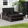 thumbnail image 1 of Costway Causeuse de Patio en Rotin Ensemble Lit de Jour Salon Ottomane de Rangement Tables d'Appoint Ajustable Noir, 1 of 10