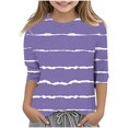thumbnail image 1 of Splozh Longues Blouse à Manches pour Fille, T-Shirt Décontracté à Col Rond à Manches Trois Quarts, Haut Basique Régulier à Manches 3/4, Violet, 10-11 Ans, 1 of 5